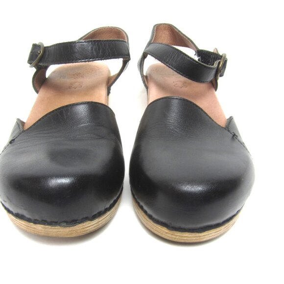 Dansko Maisie Closed Toe Sandal Heels Size 36 5.5 6 Black Leather Ankle Strap - Picture 5 of 10